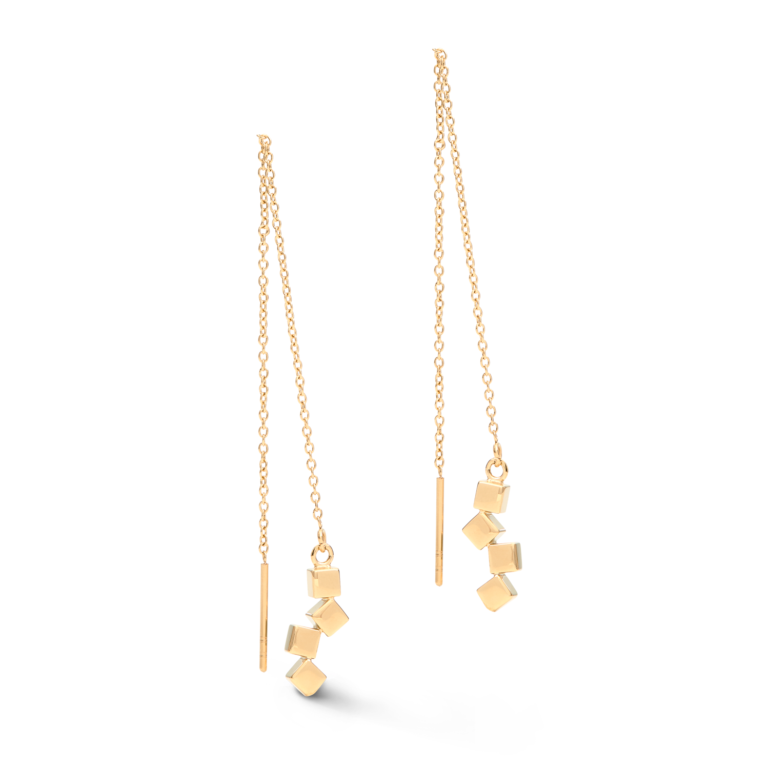 Earrings Dancing GeoCUBE® small stainless steel gold