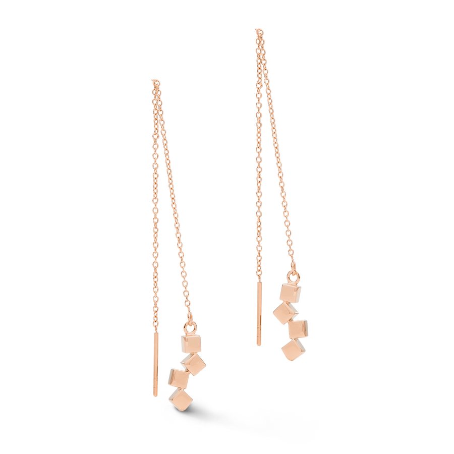 Earrings Dancing GeoCUBE® small stainless steel rose gold