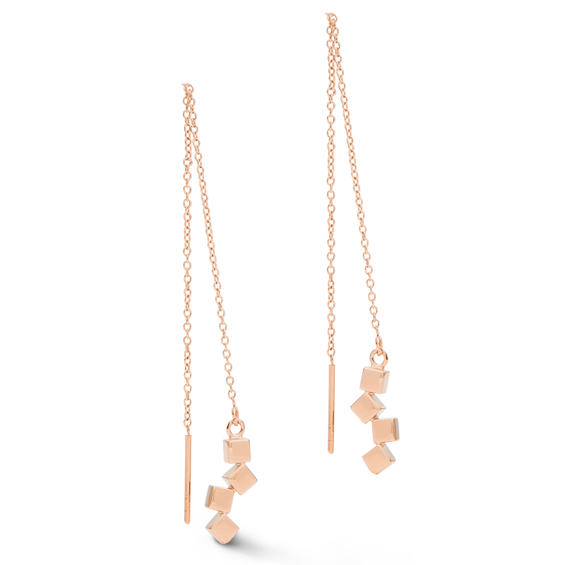 Earrings Dancing GeoCUBE® small stainless steel rose gold