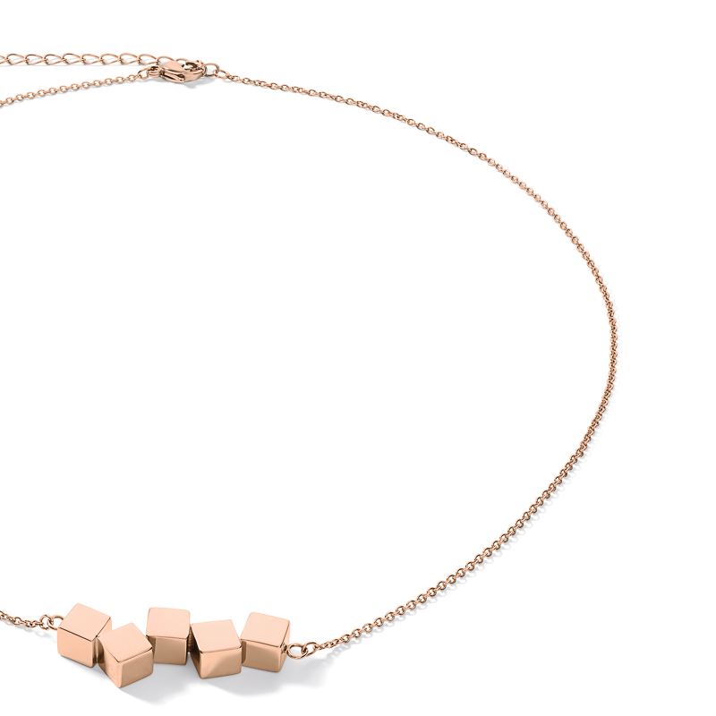 Necklace Dancing GeoCUBE® stainless steel rose gold