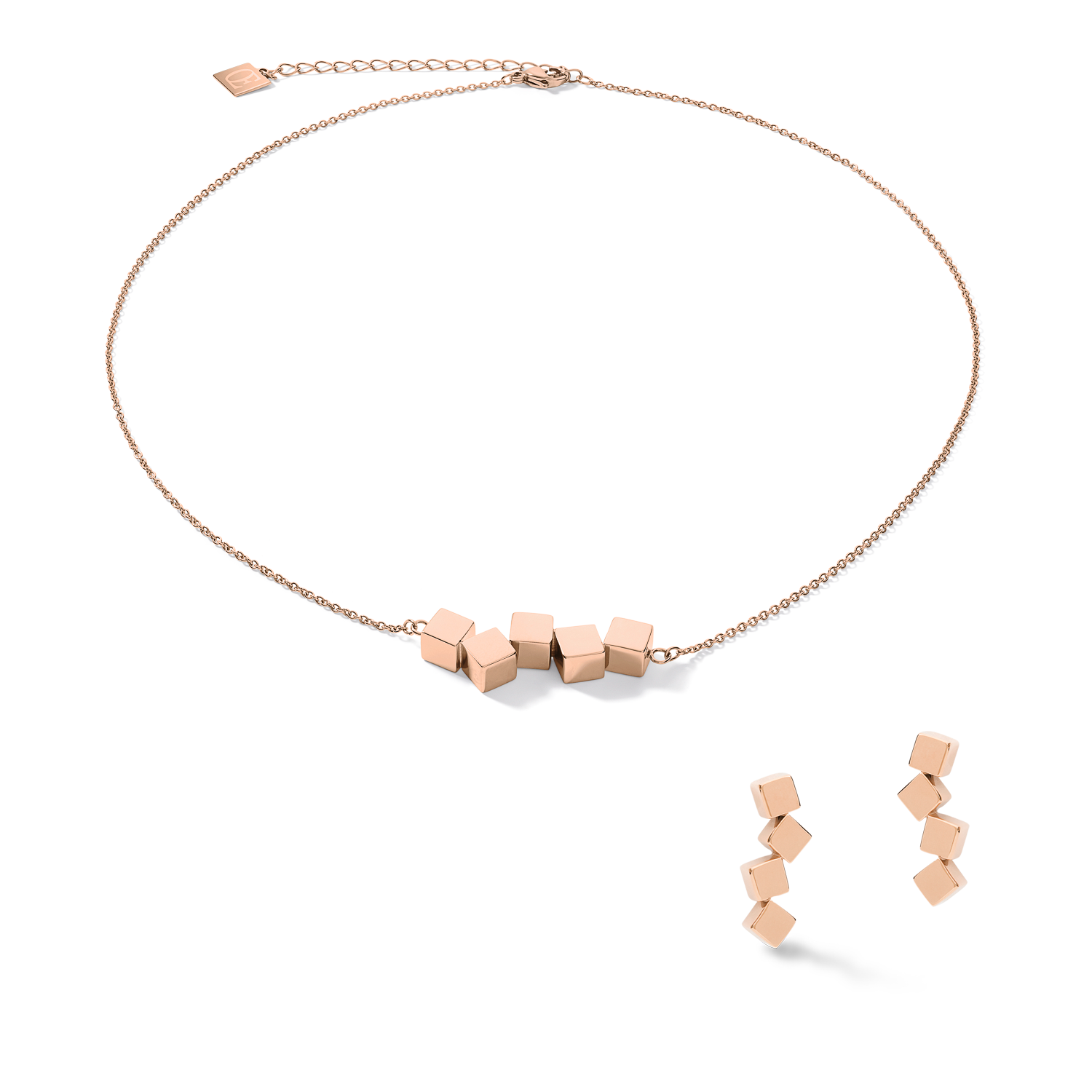 Necklace Dancing GeoCUBE® stainless steel rose gold