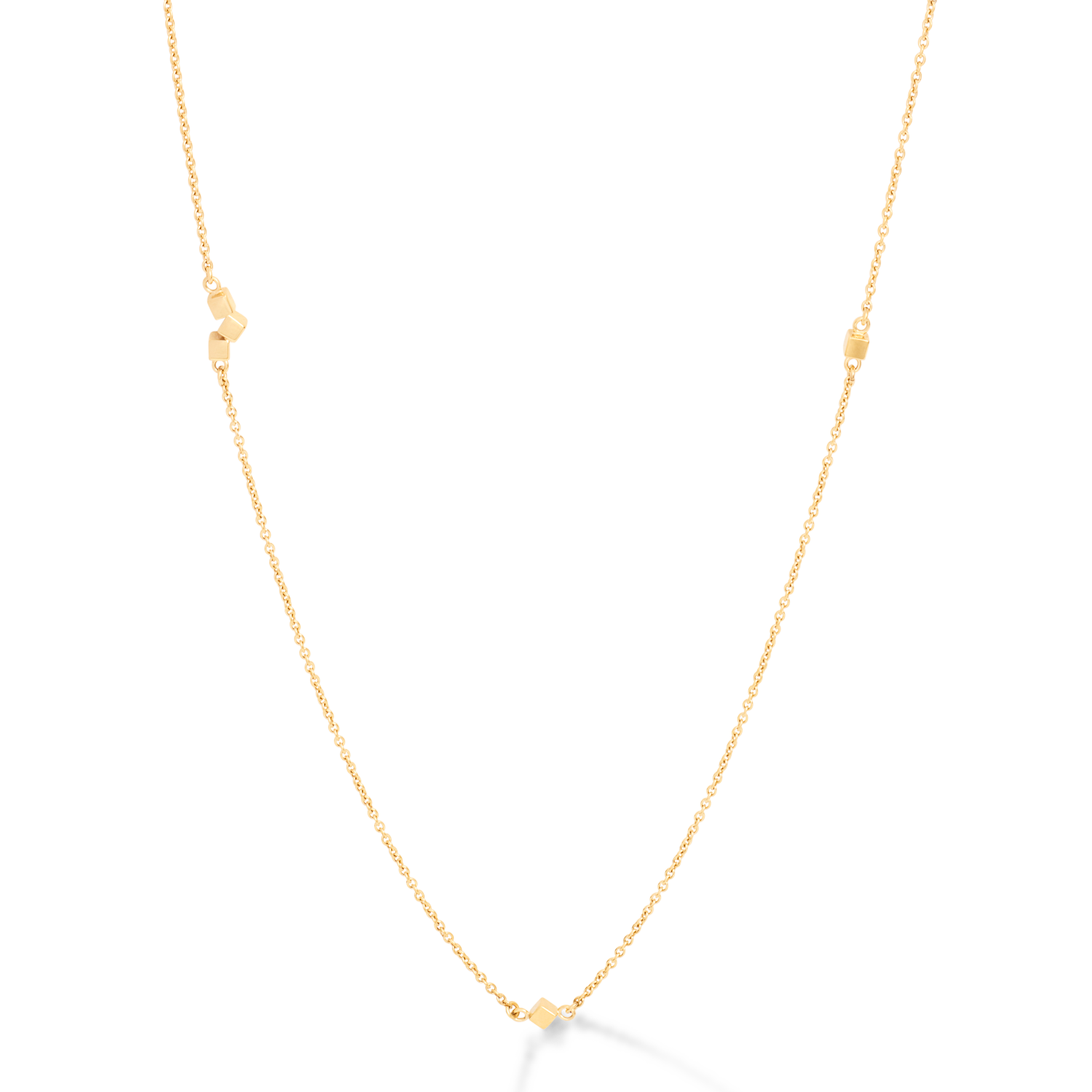 Necklace Dancing GeoCUBE® small chain long stainless steel gold