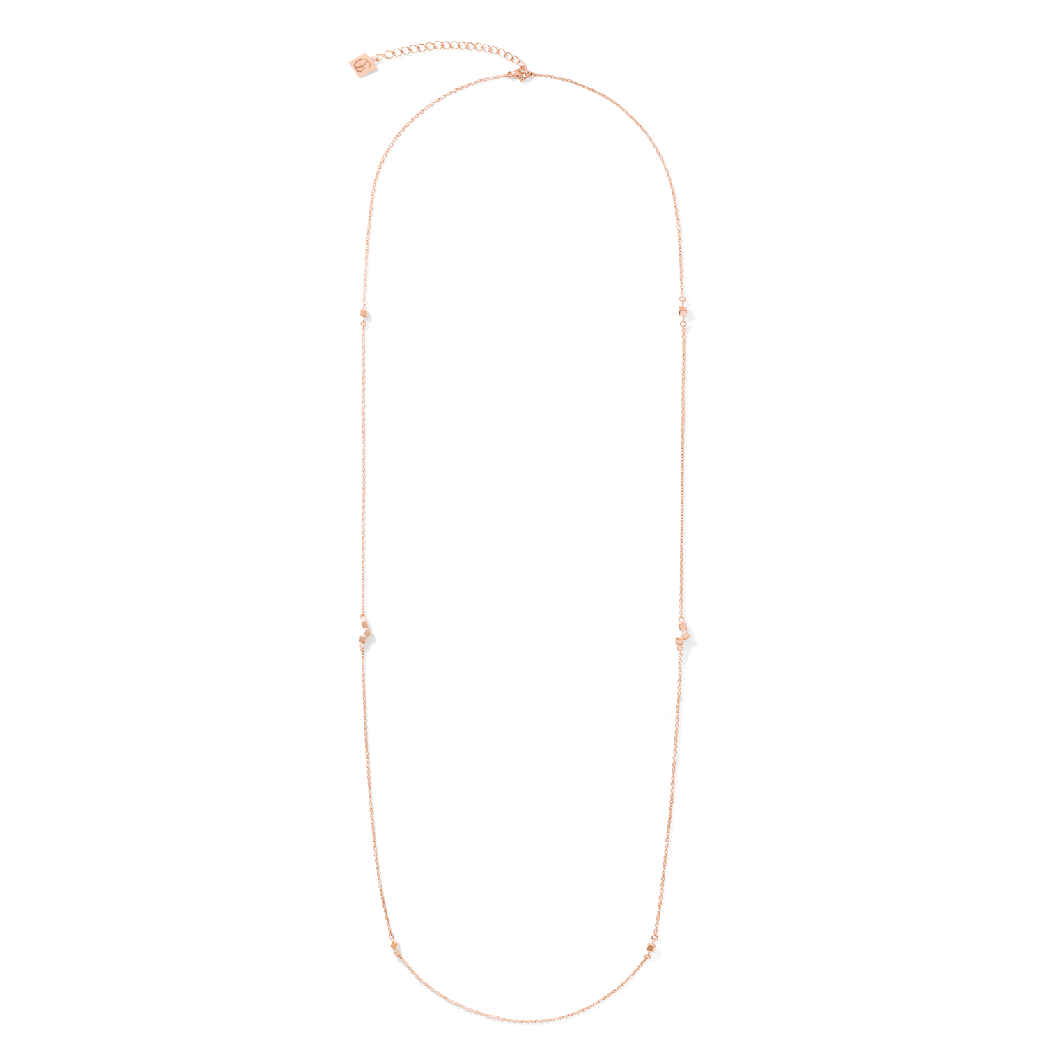 Necklace Dancing GeoCUBE® small chain long stainless steel rose gold