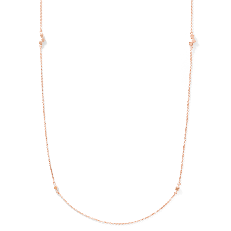 Necklace Dancing GeoCUBE® small chain long stainless steel rose gold