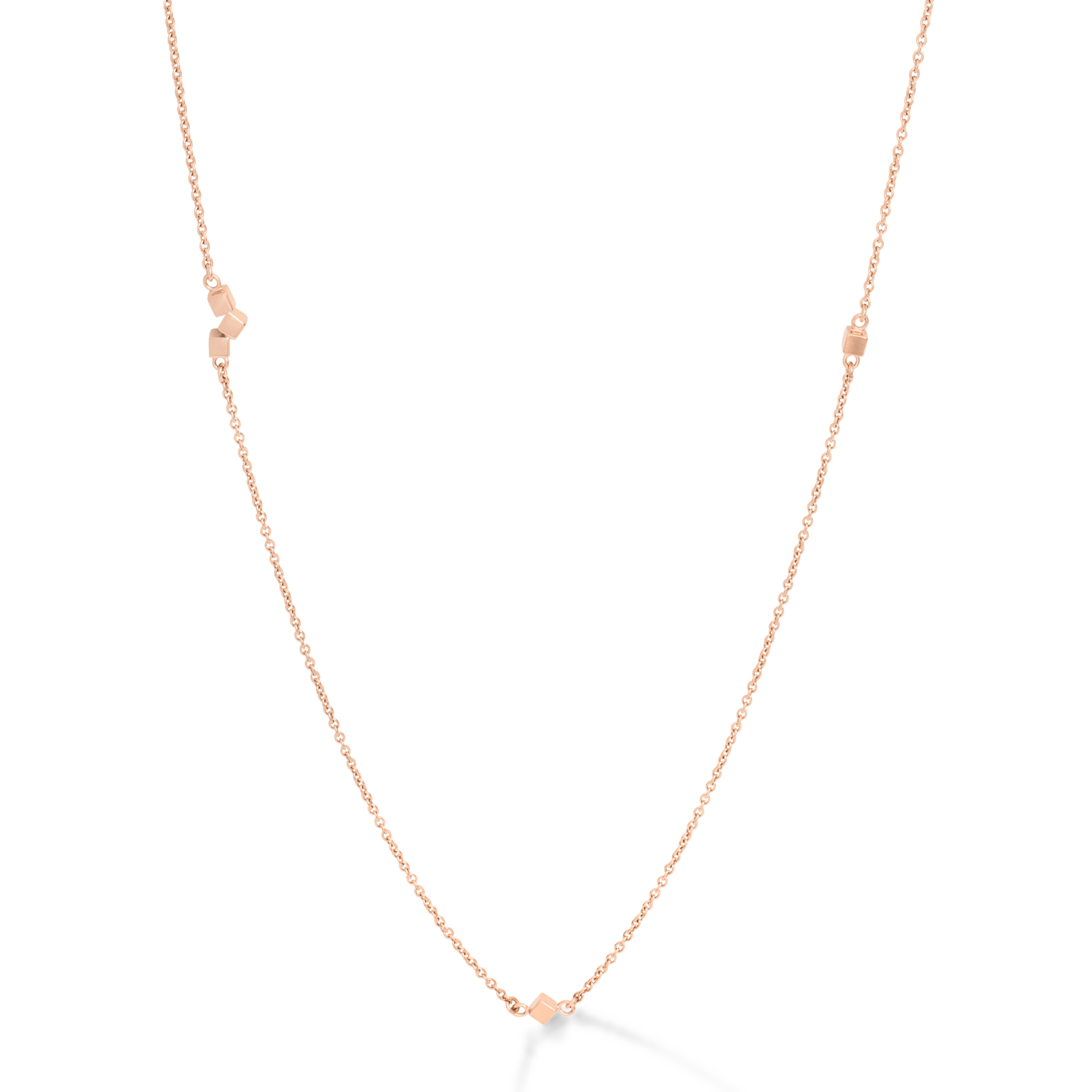 Necklace Dancing GeoCUBE® small chain long stainless steel rose gold