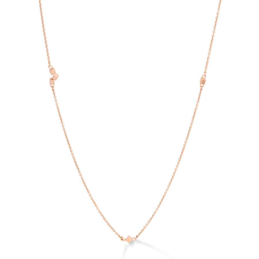 Necklace Dancing GeoCUBE® small chain long stainless steel rose gold