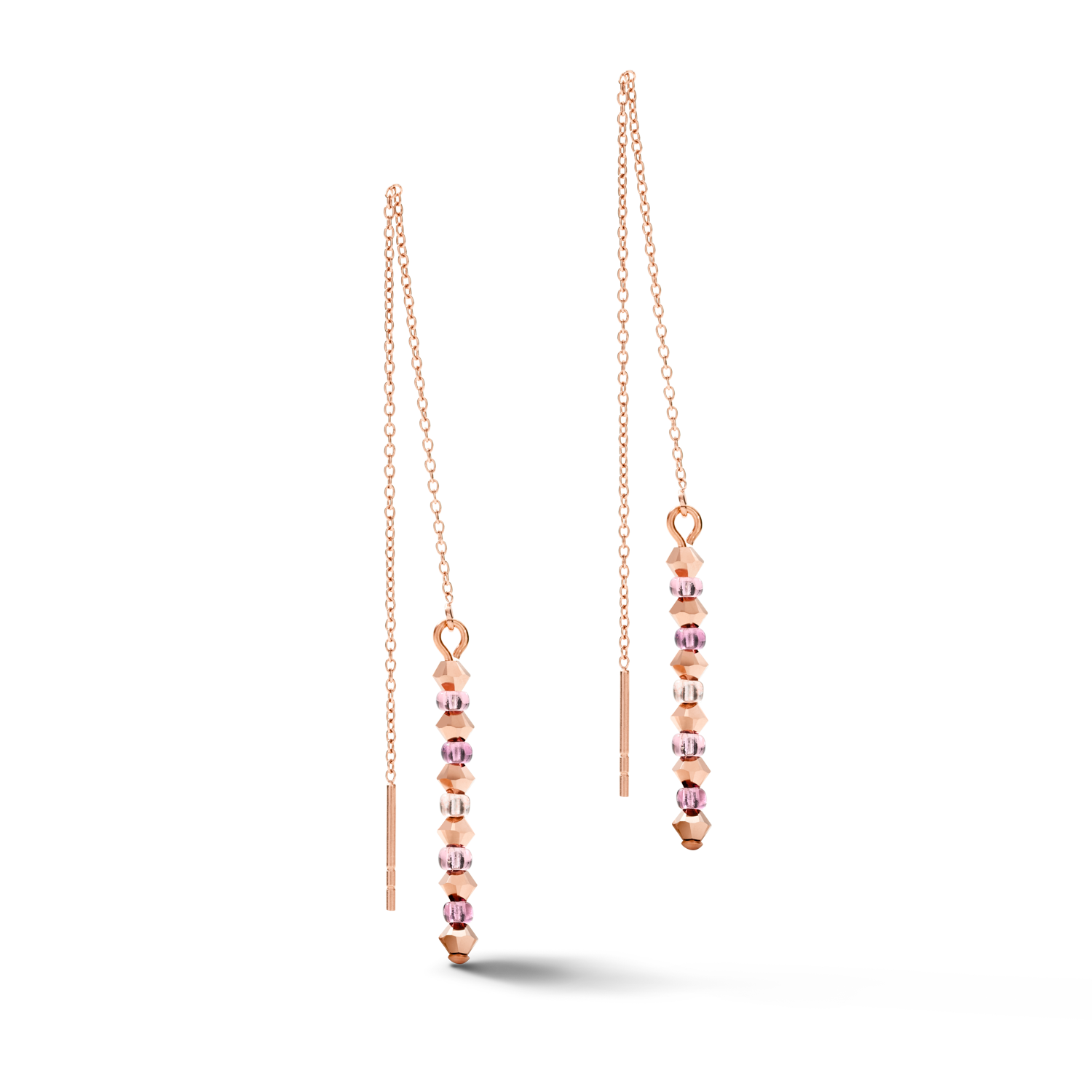 Earrings 2-layers fine crystals & stainless steel rose gold lilac