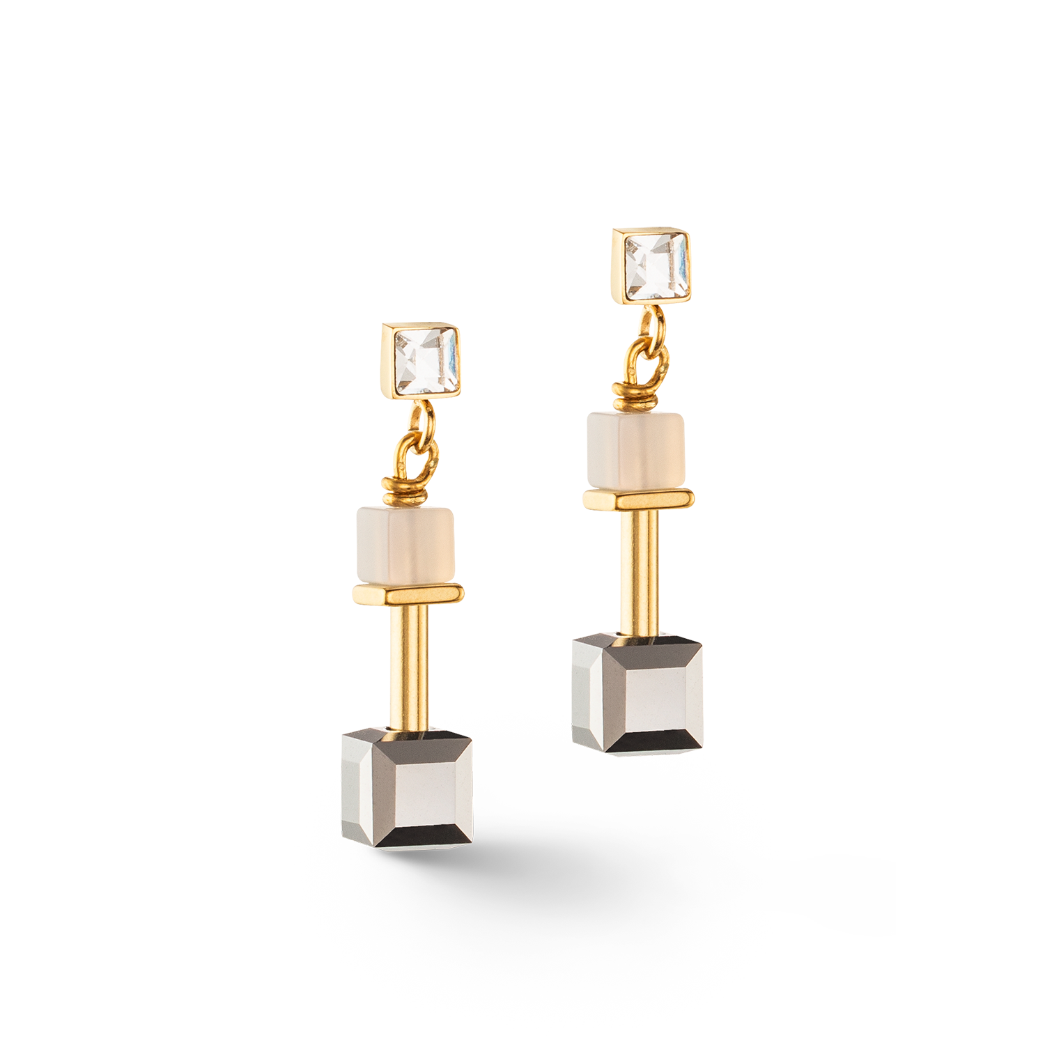 GeoCUBE® Precious Slider Closure earrings gold grey