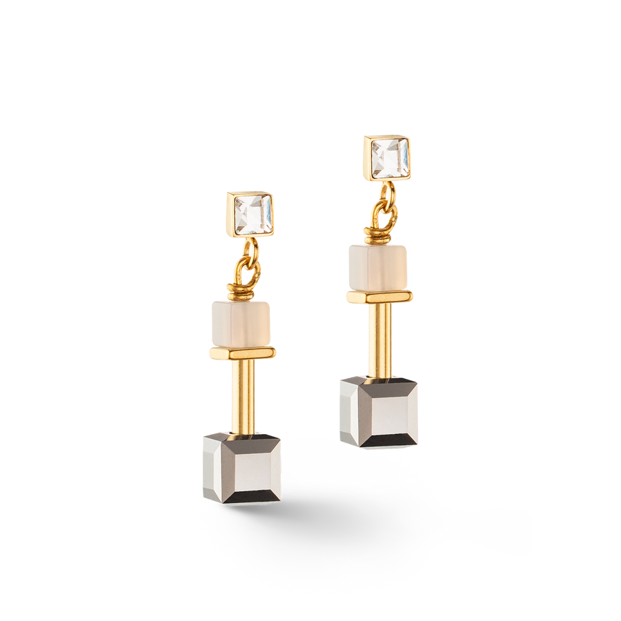 GeoCUBE® Precious Slider Closure earrings gold grey