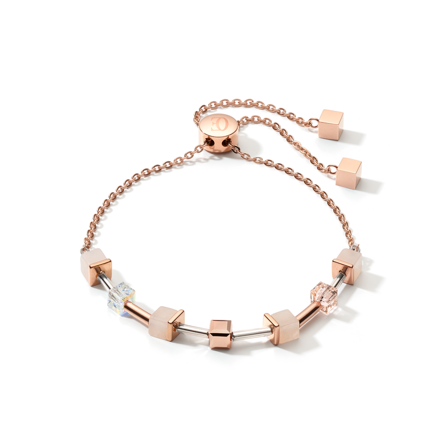 Bracelet GeoCUBE® pink aventurine delicate chain rose gold-peach