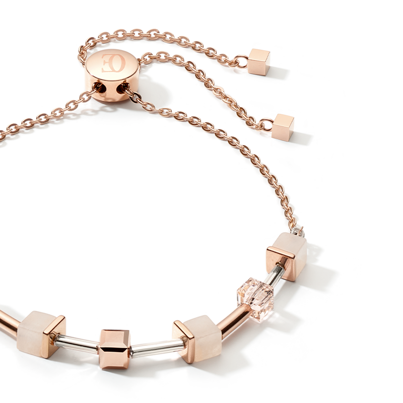 Bracelet GeoCUBE® pink aventurine delicate chain rose gold-peach