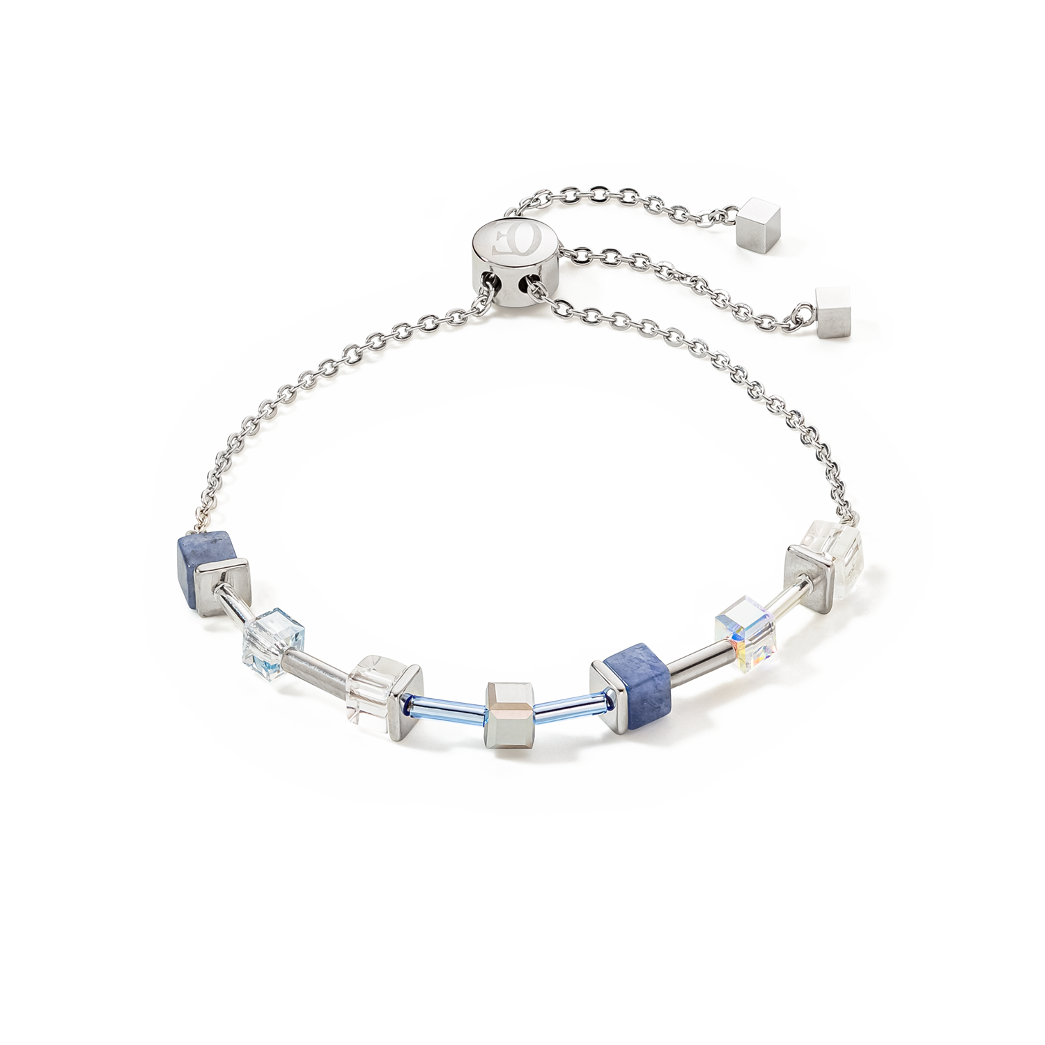 GeoCUBE® Precious & Slider Closure bracelet silver-blue