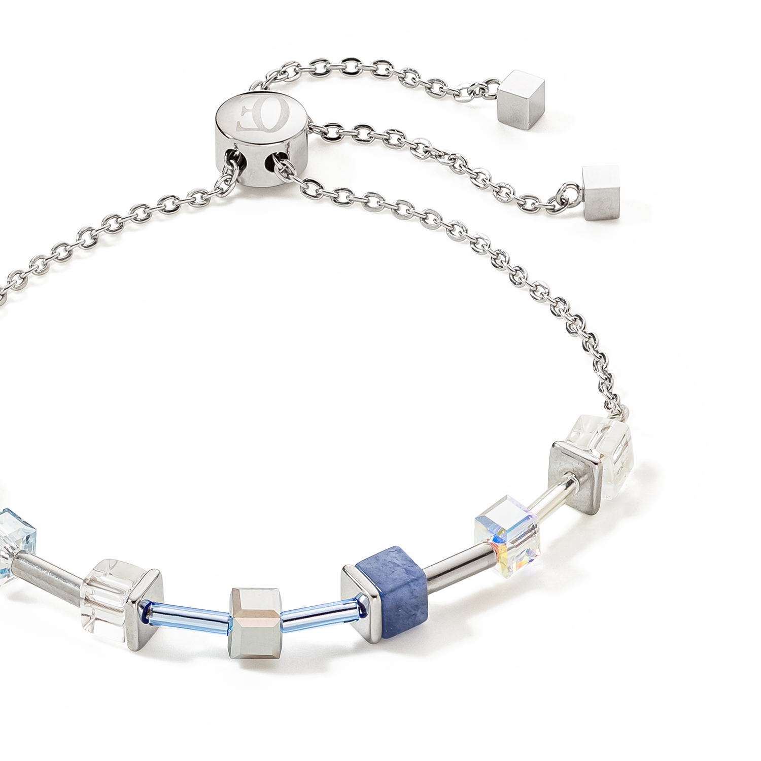 GeoCUBE® Precious & Slider Closure bracelet silver-blue