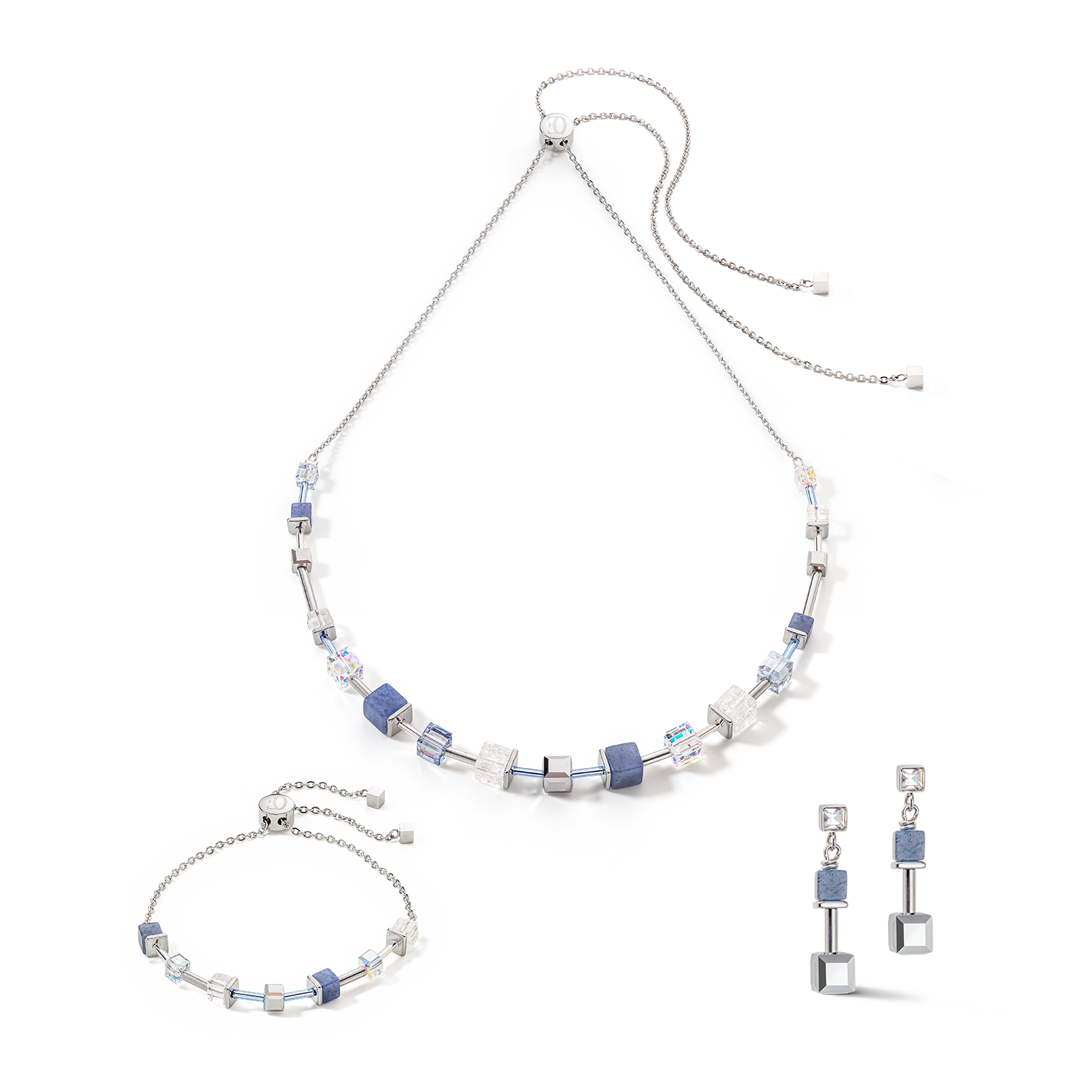 GeoCUBE® Precious & Slider Closure bracelet silver-blue