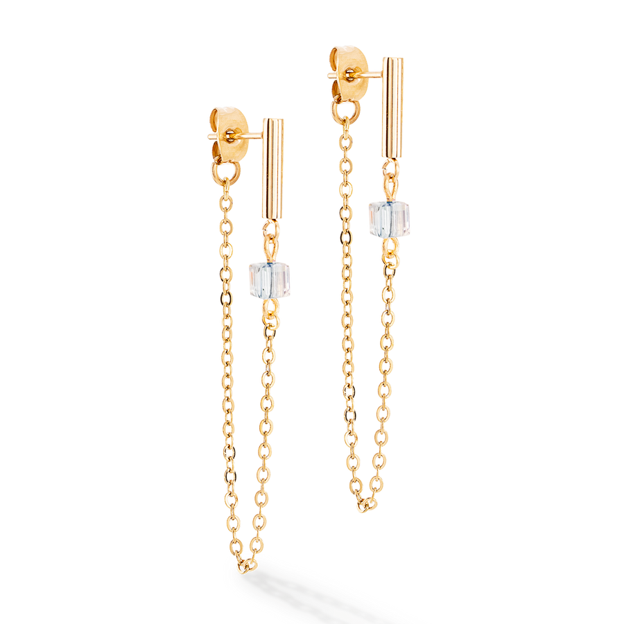 Earrings Mini Cubes & Chain gold-black