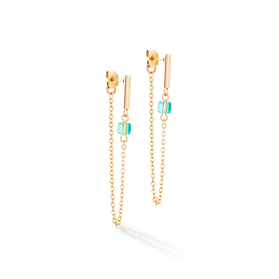 Earrings Mini Cubes & Chain gold-multicolour