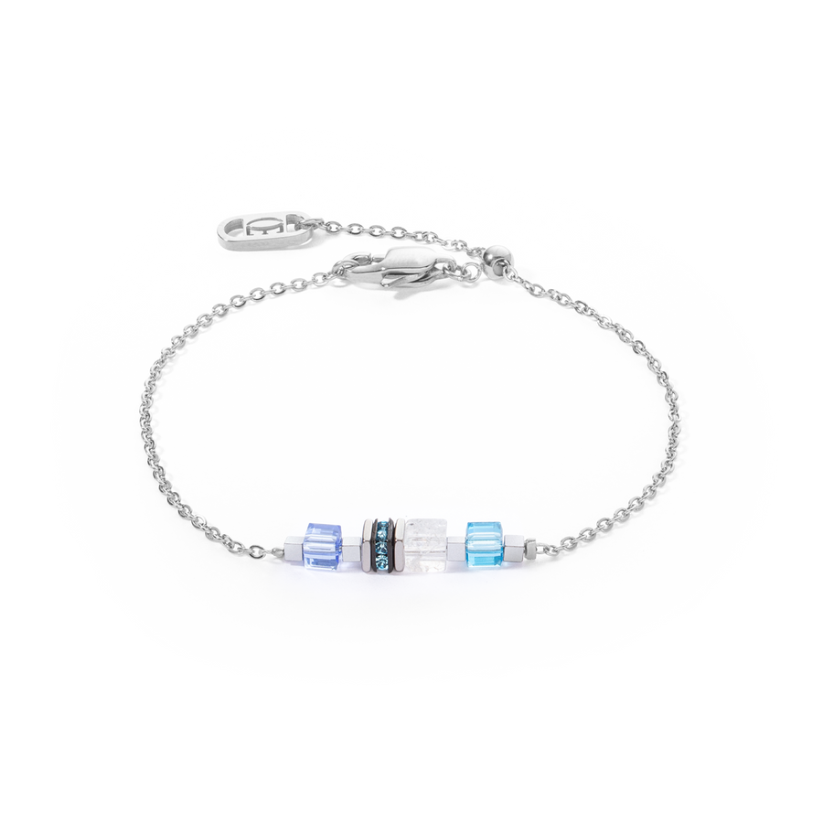 Bracelet Mini Cubes & Chain silver-blue