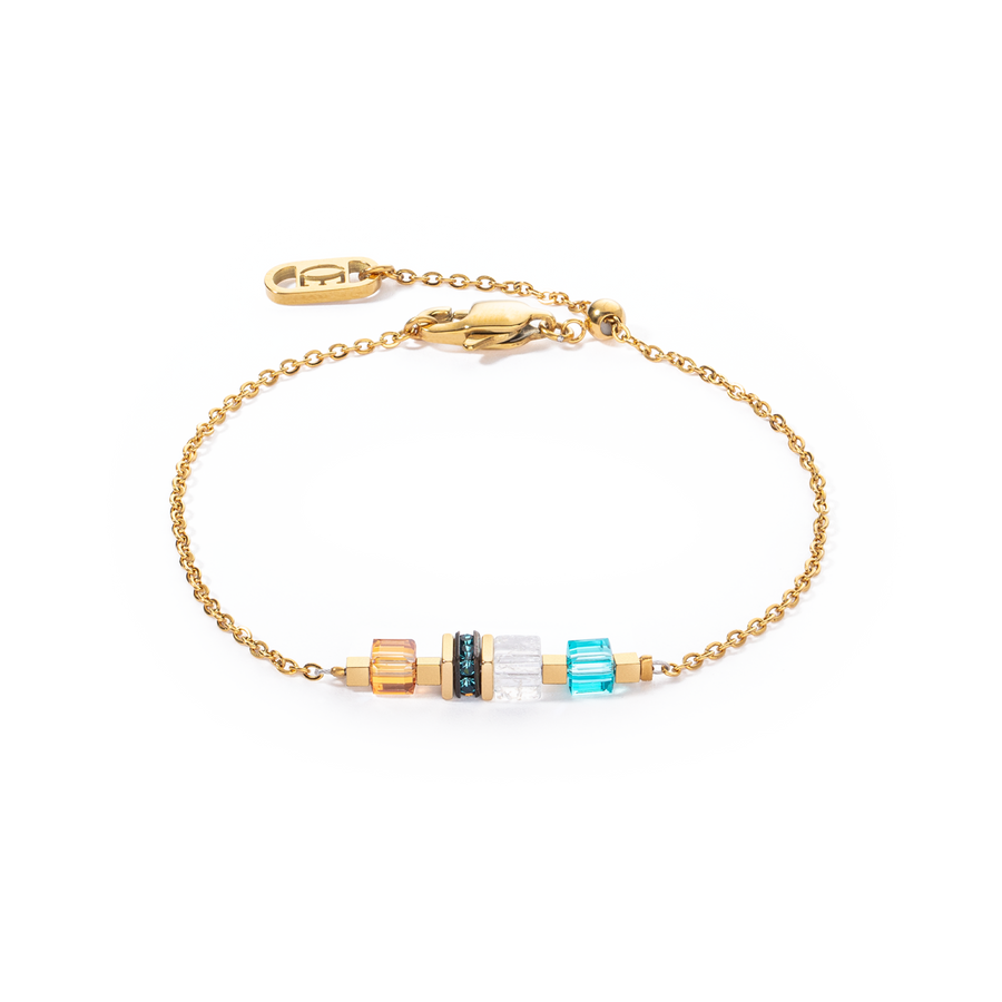 Bracelet Mini Cubes & Chain gold-multicolour