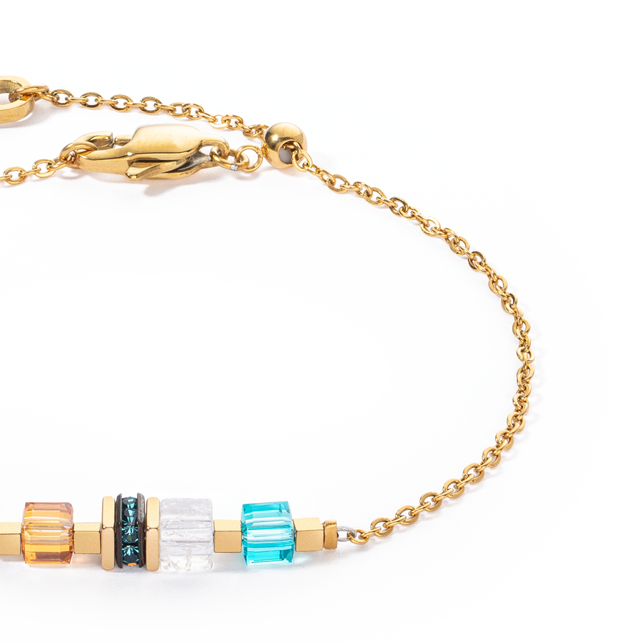 Bracelet Mini Cubes & Chain gold-multicolour