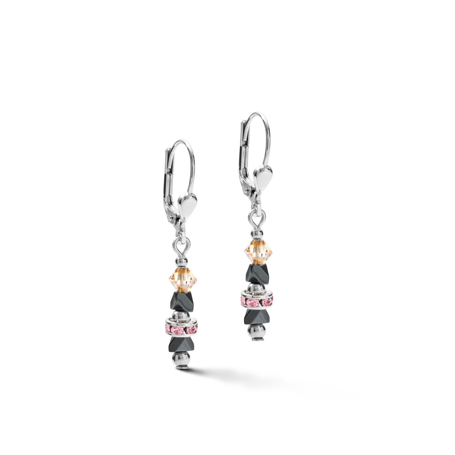 Earrings Fine & Edgy Hematite & Crystals & Stainless Steel peach-pink
