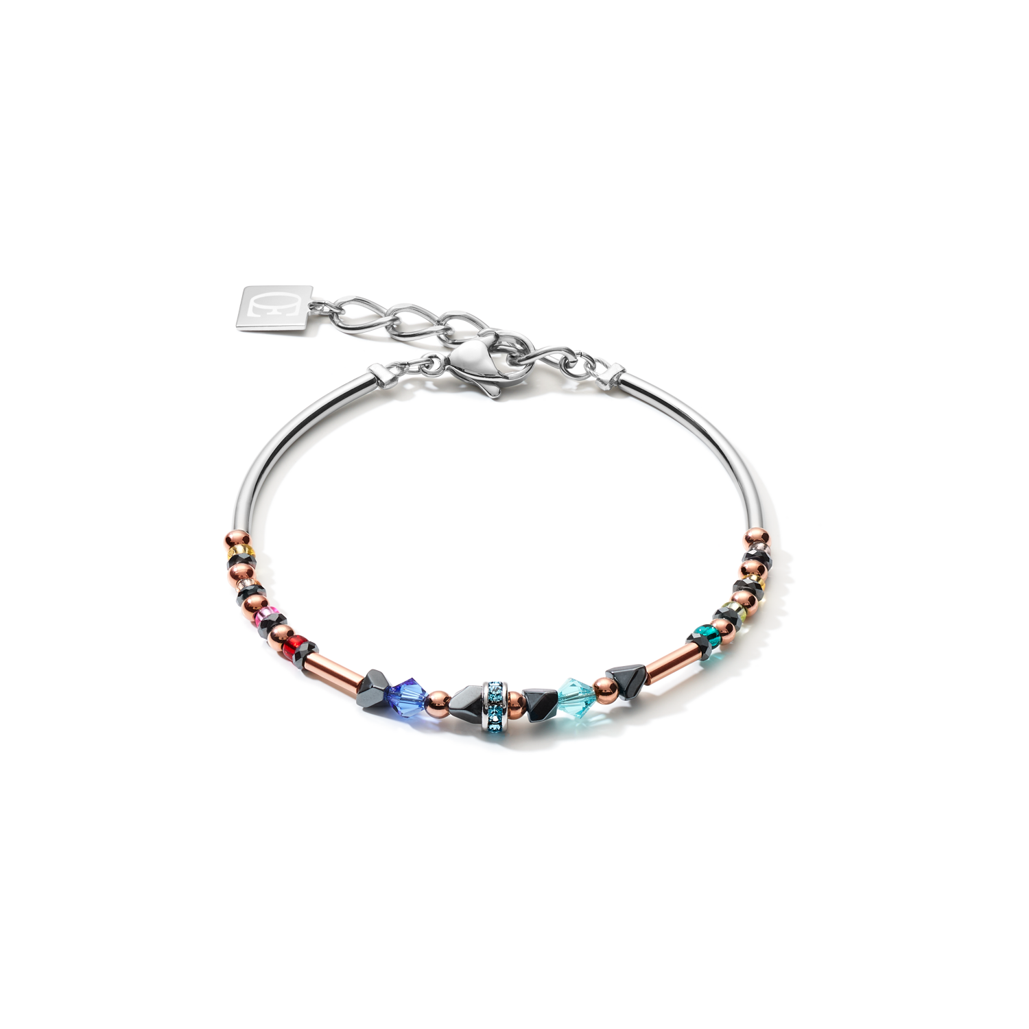 Bracelet Fine & Edgy Hematite & Crystals & Stainless Steel multicolor
