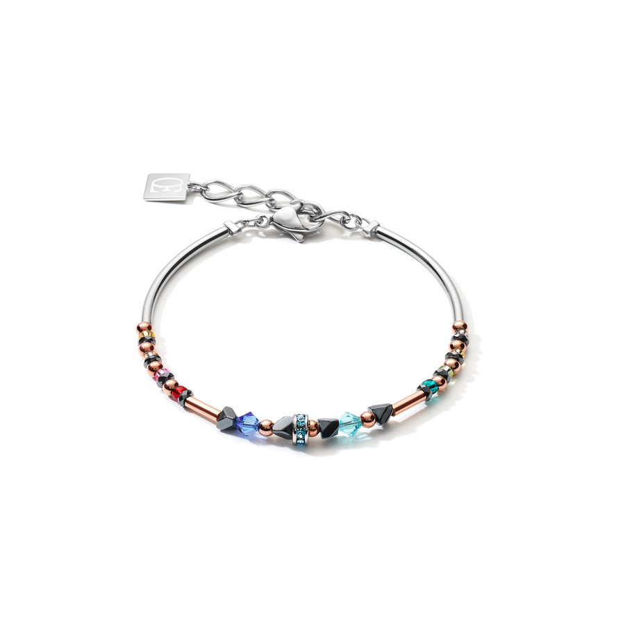 Bracelet Fine & Edgy Hematite & Crystals & Stainless Steel multicolor