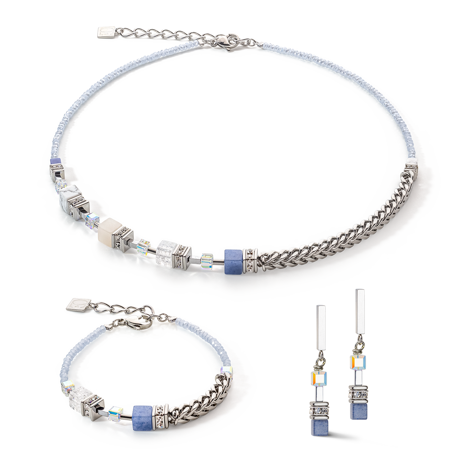 GeoCUBE® Precious Fusion Chunky Chain bracelet light blue