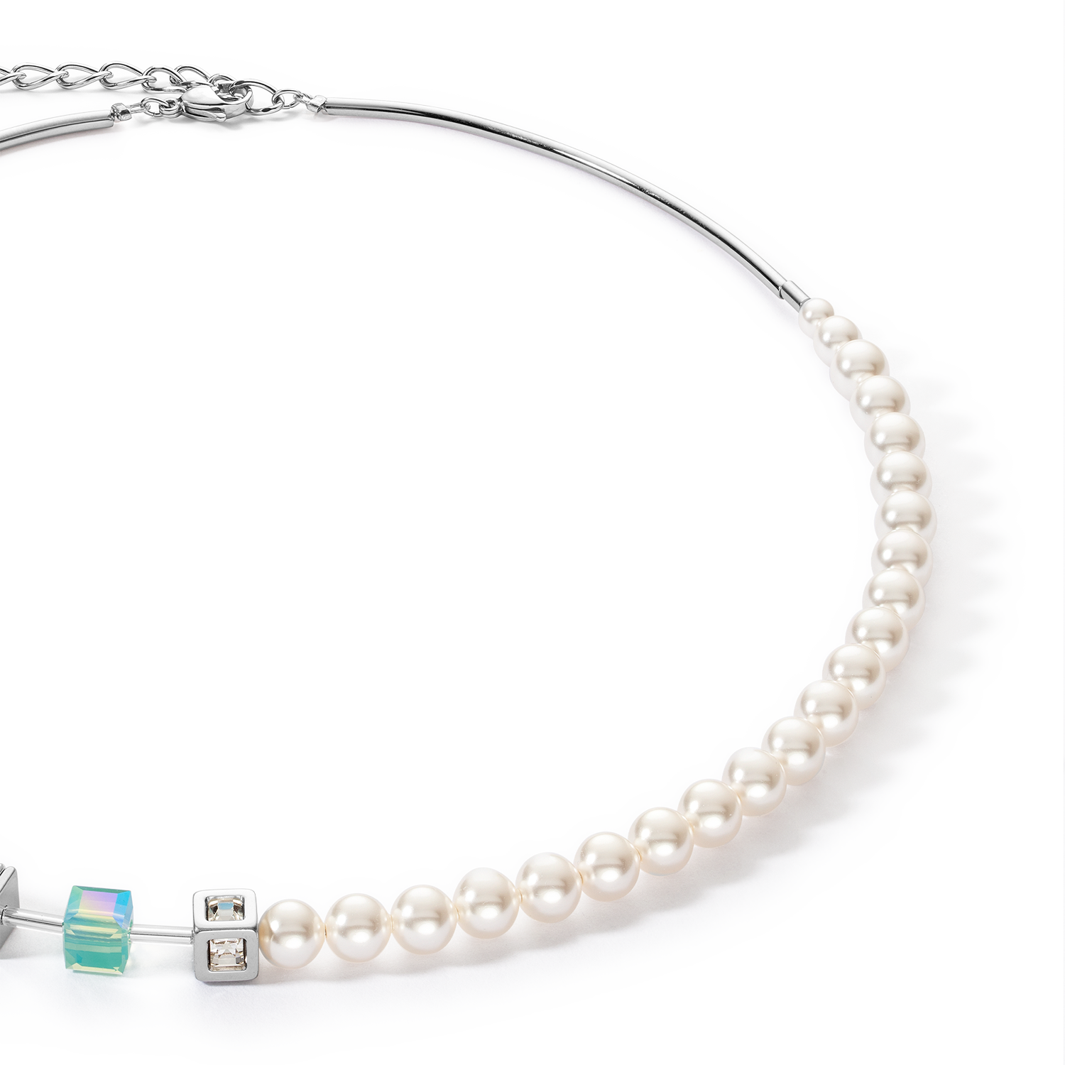 GeoCUBE® Precious Fusion Pearls necklace aqua blue