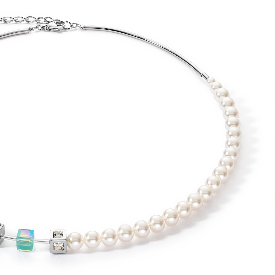 GeoCUBE® Precious Fusion Pearls necklace aqua blue