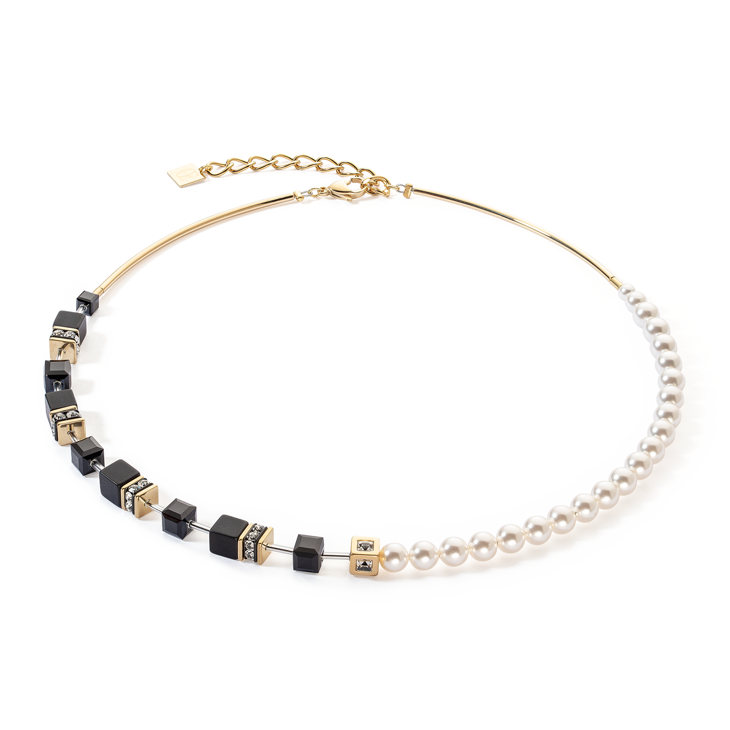 GeoCUBE® Precious Fusion Pearls necklace black-gold