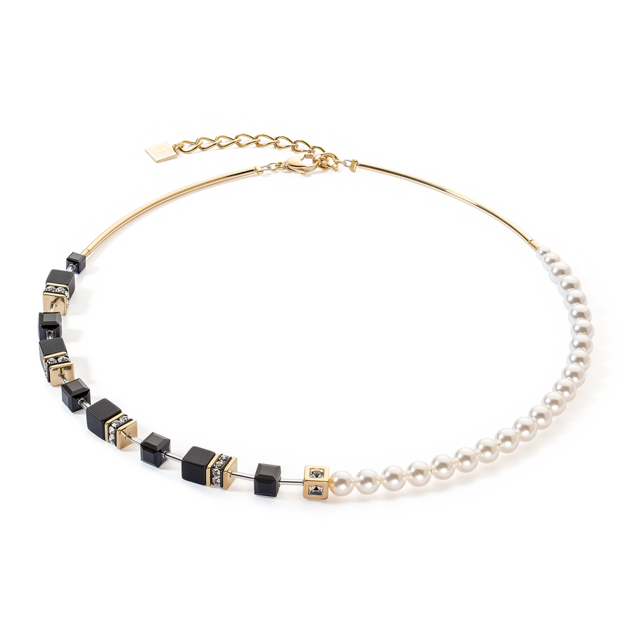 GeoCUBE® Precious Fusion Pearls necklace black-gold