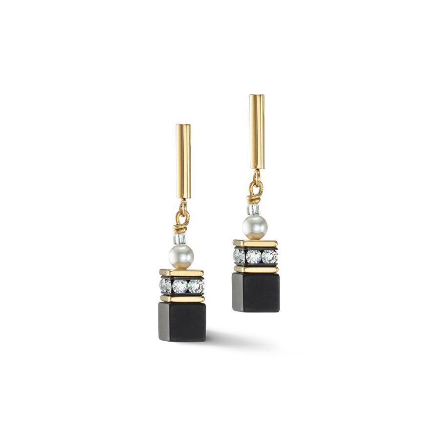 GeoCUBE® Precious Fusion Pearls earrings black-gold