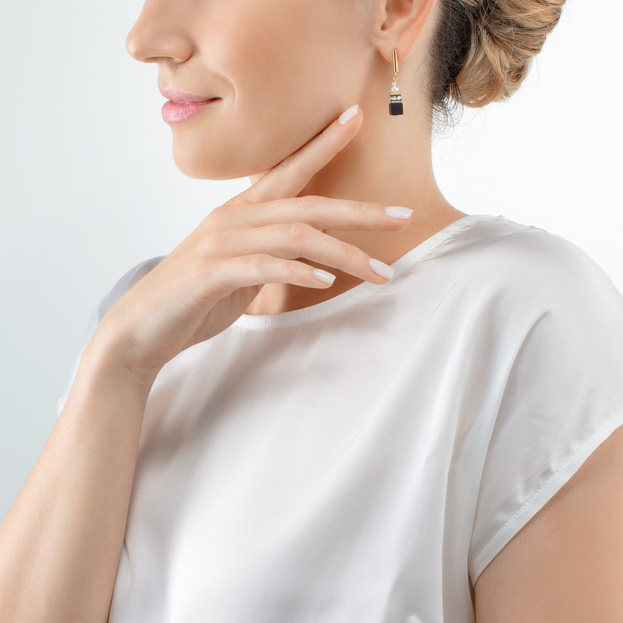 GeoCUBE® Precious Fusion Pearls earrings black-gold