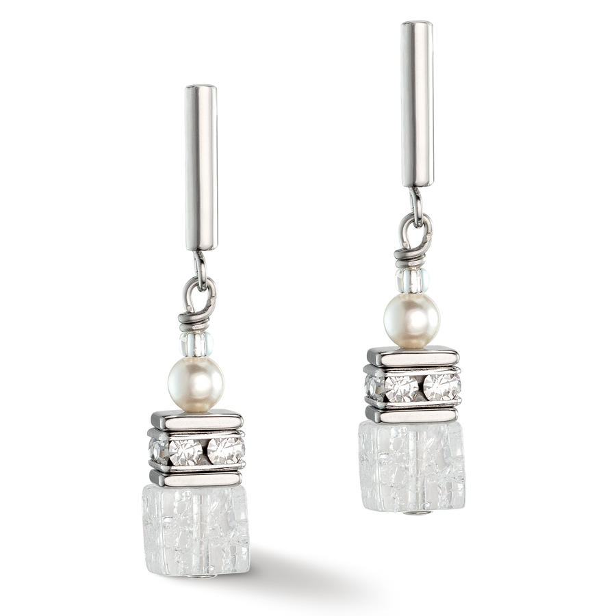 GeoCUBE® Precious Fusion Pearls earrings white