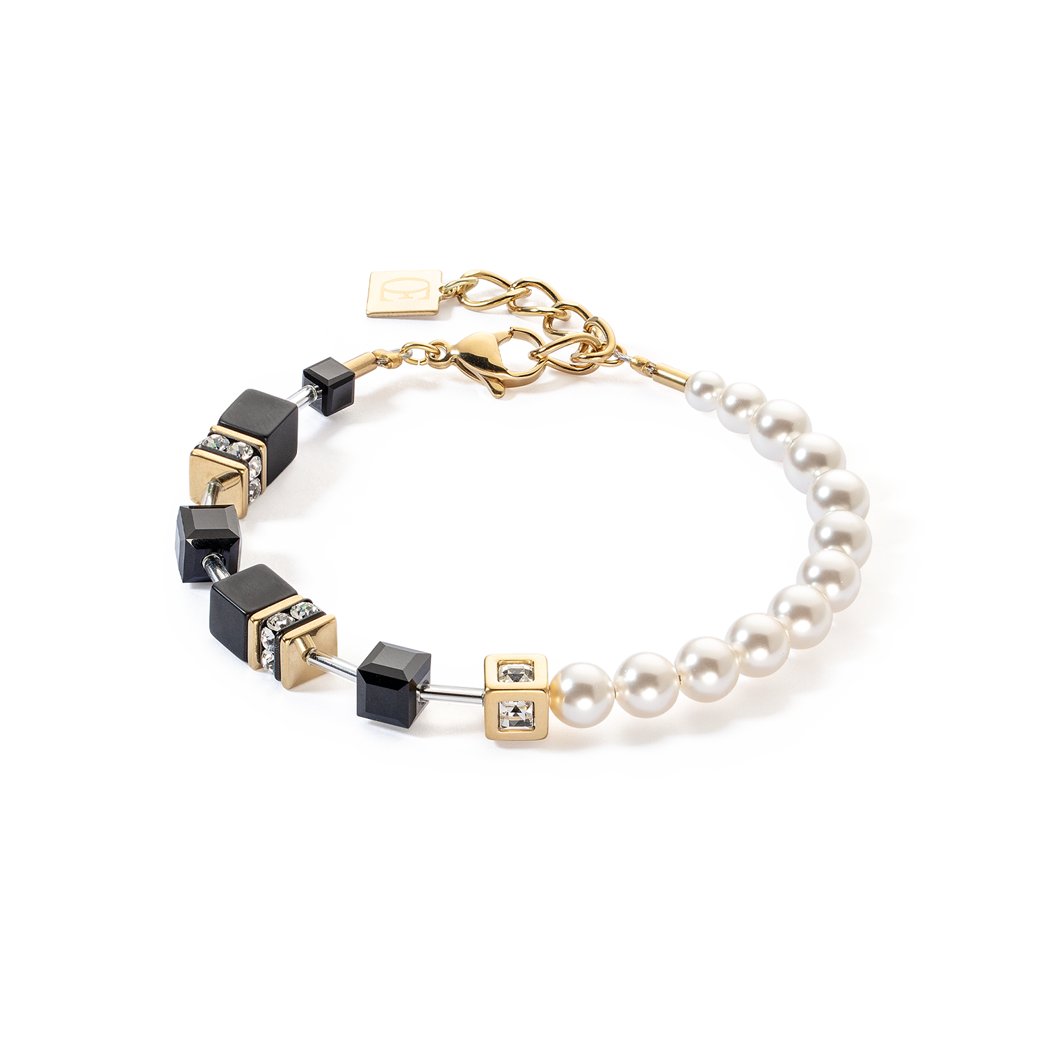 GeoCUBE® Precious Fusion Pearls bracelet black-gold