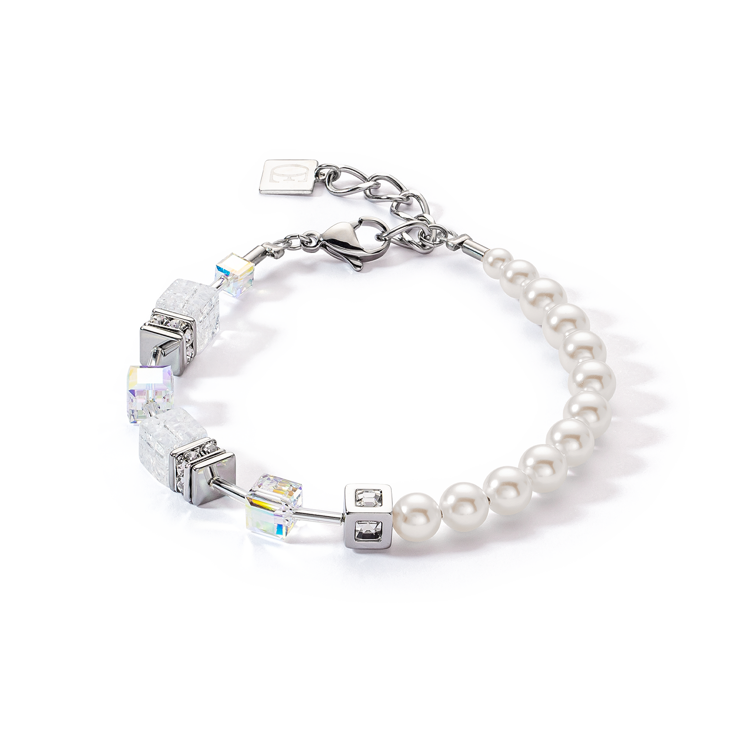 GeoCUBE® Precious Fusion Pearls bracelet white