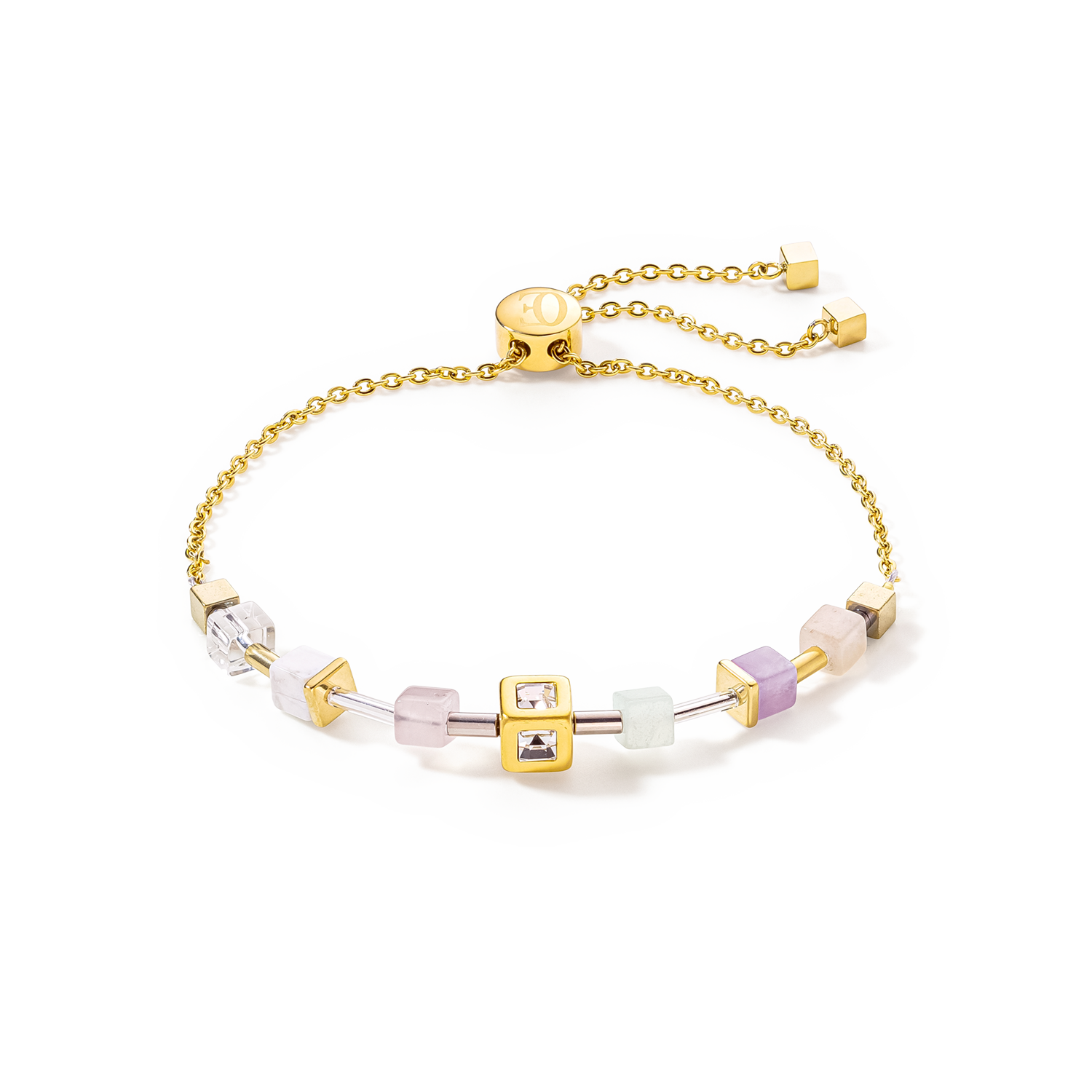 GeoCUBE® Precious & Slider Closure bracelet gold multicolour pastel