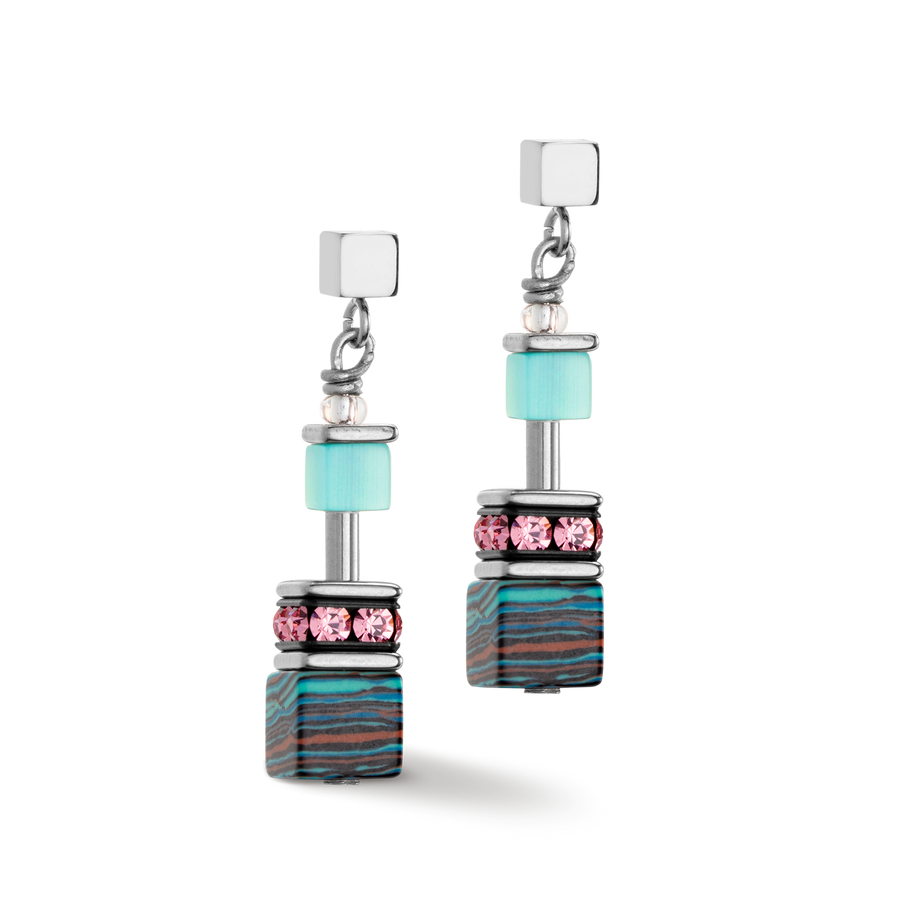 GeoCUBE® Candy earrings aqua pink