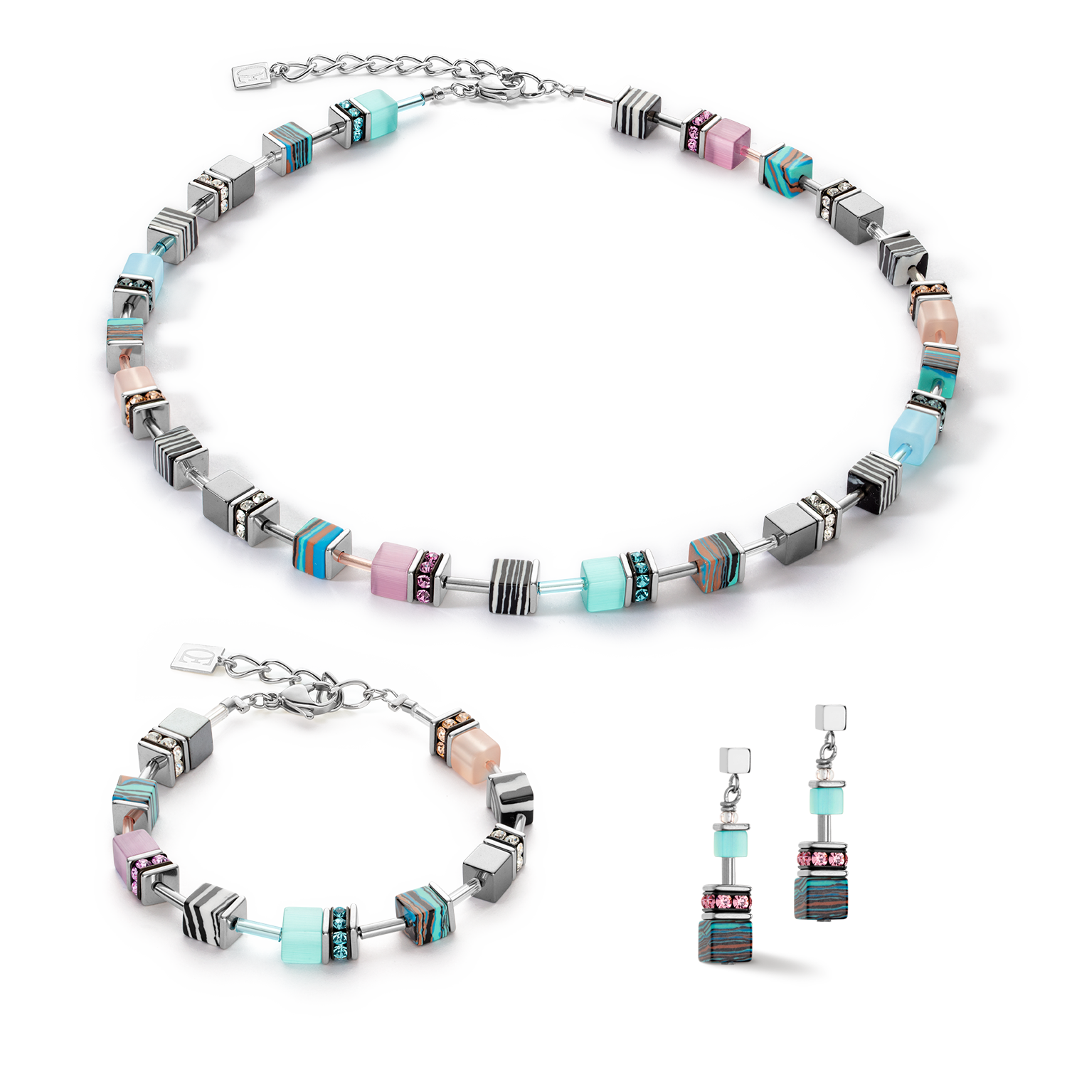 GeoCUBE® Candy earrings aqua pink