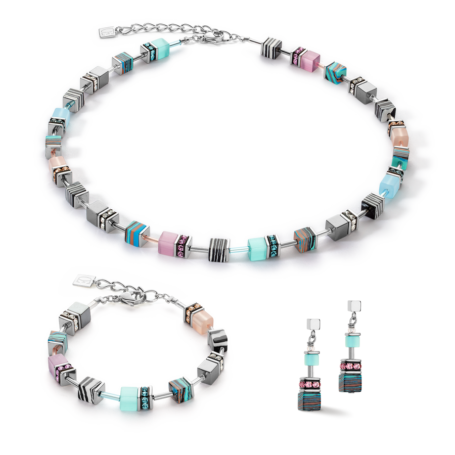 GeoCUBE® Candy earrings aqua pink