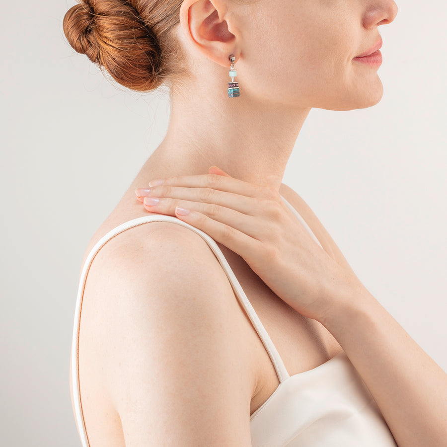 GeoCUBE® Candy earrings aqua pink