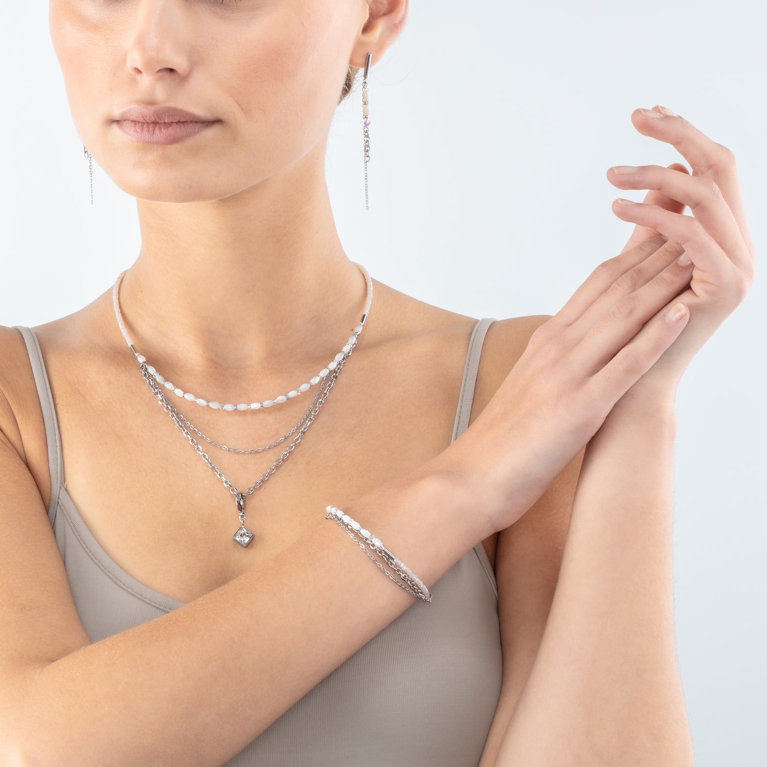 Brilliant Square Layer bracelet silver