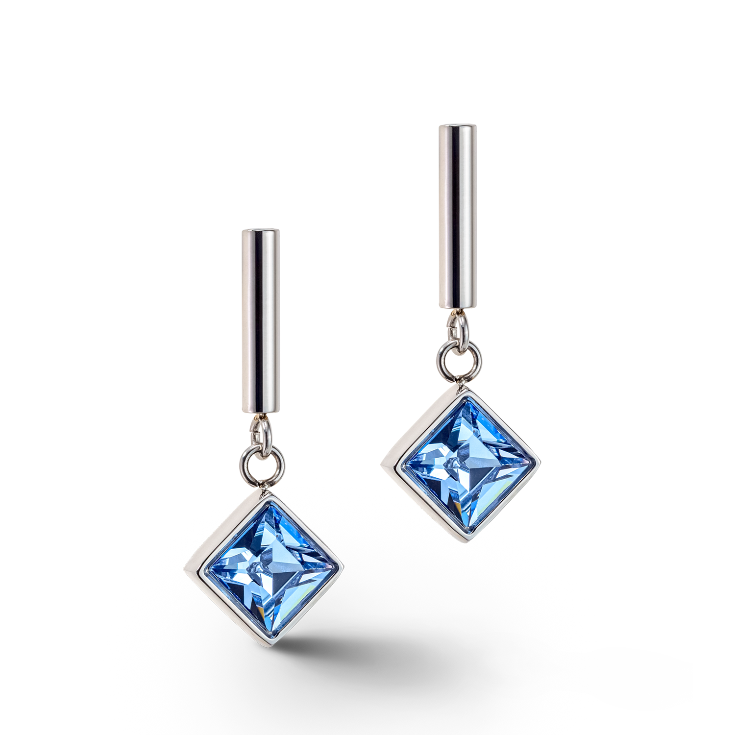 Brilliant Square earrings silver light blue