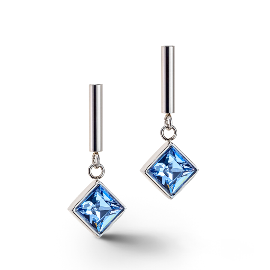 Brilliant Square earrings silver light blue