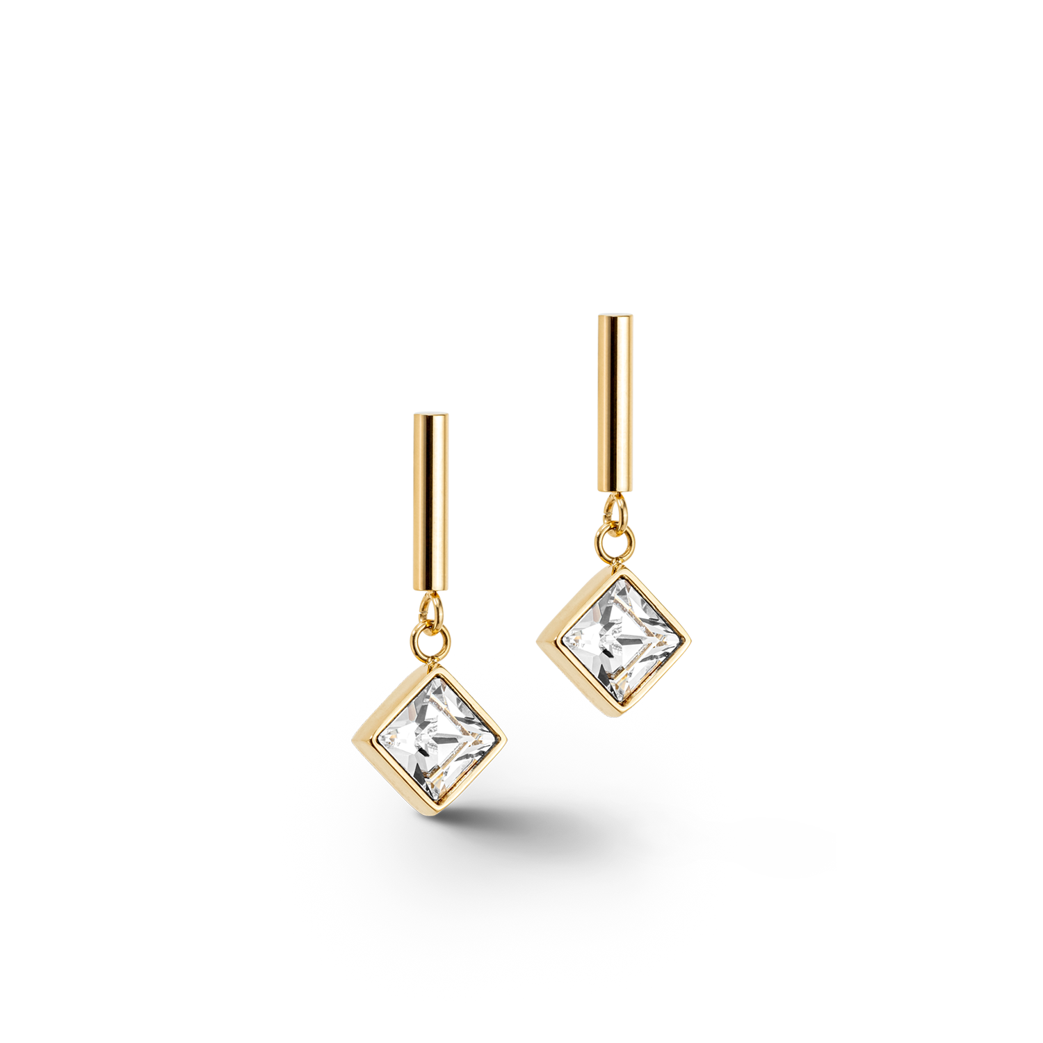 Brilliant Square earrings gold-crystal