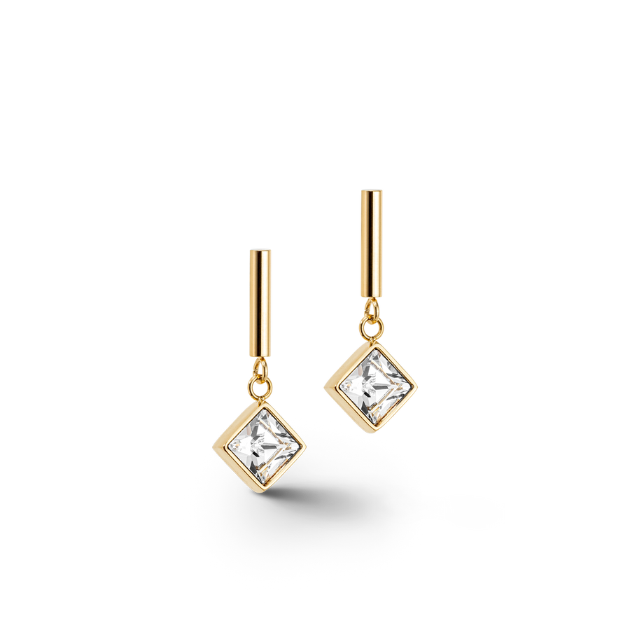 Brilliant Square earrings gold-crystal