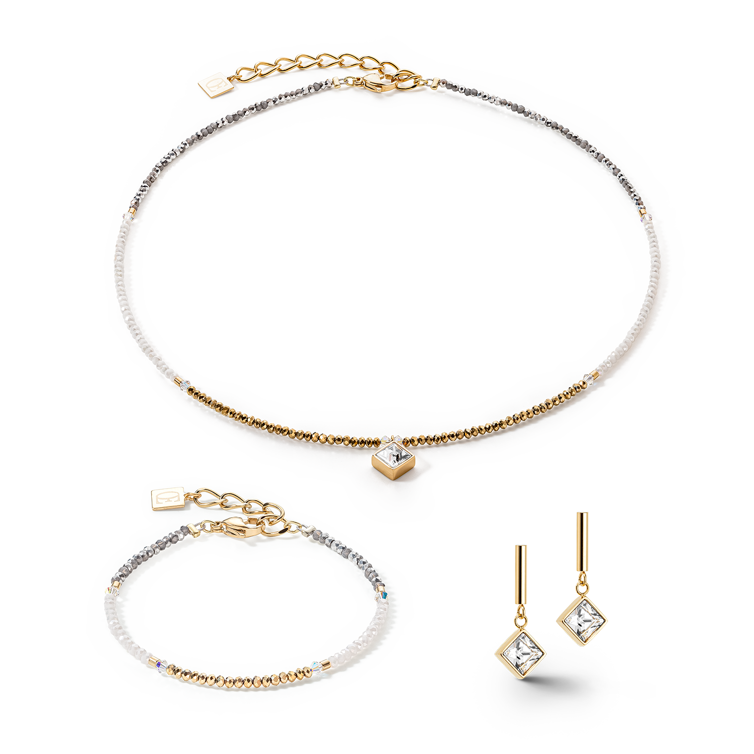 Brilliant Square bracelet gold-crystal