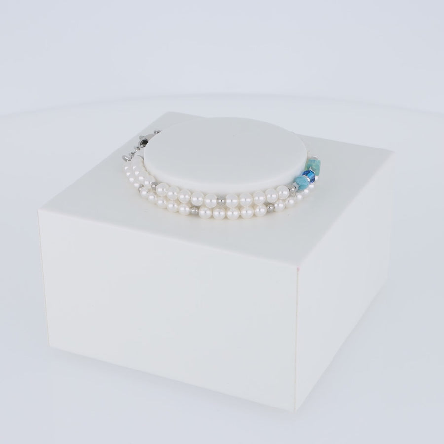 Princess Pearls bracelet Wrap Around silver blue