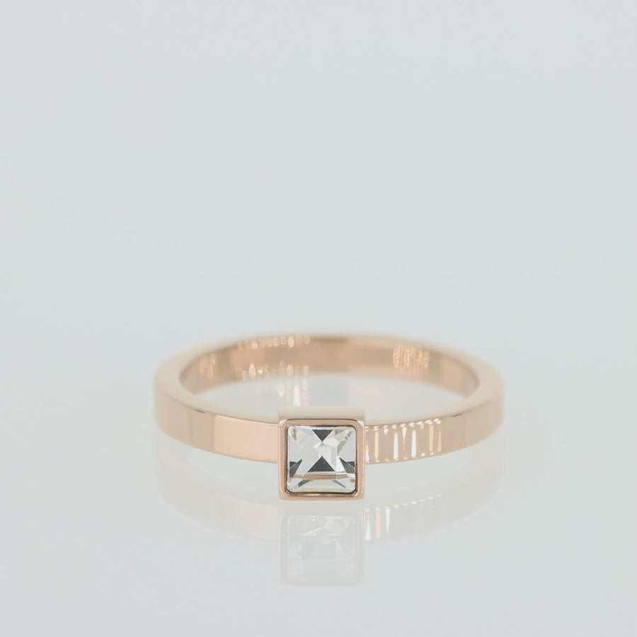 Brilliant Square small ring rose gold crystal