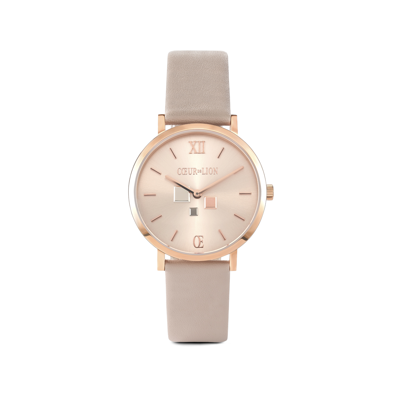 Watch Round Champagne Sunray Bracelet Leather Taupe